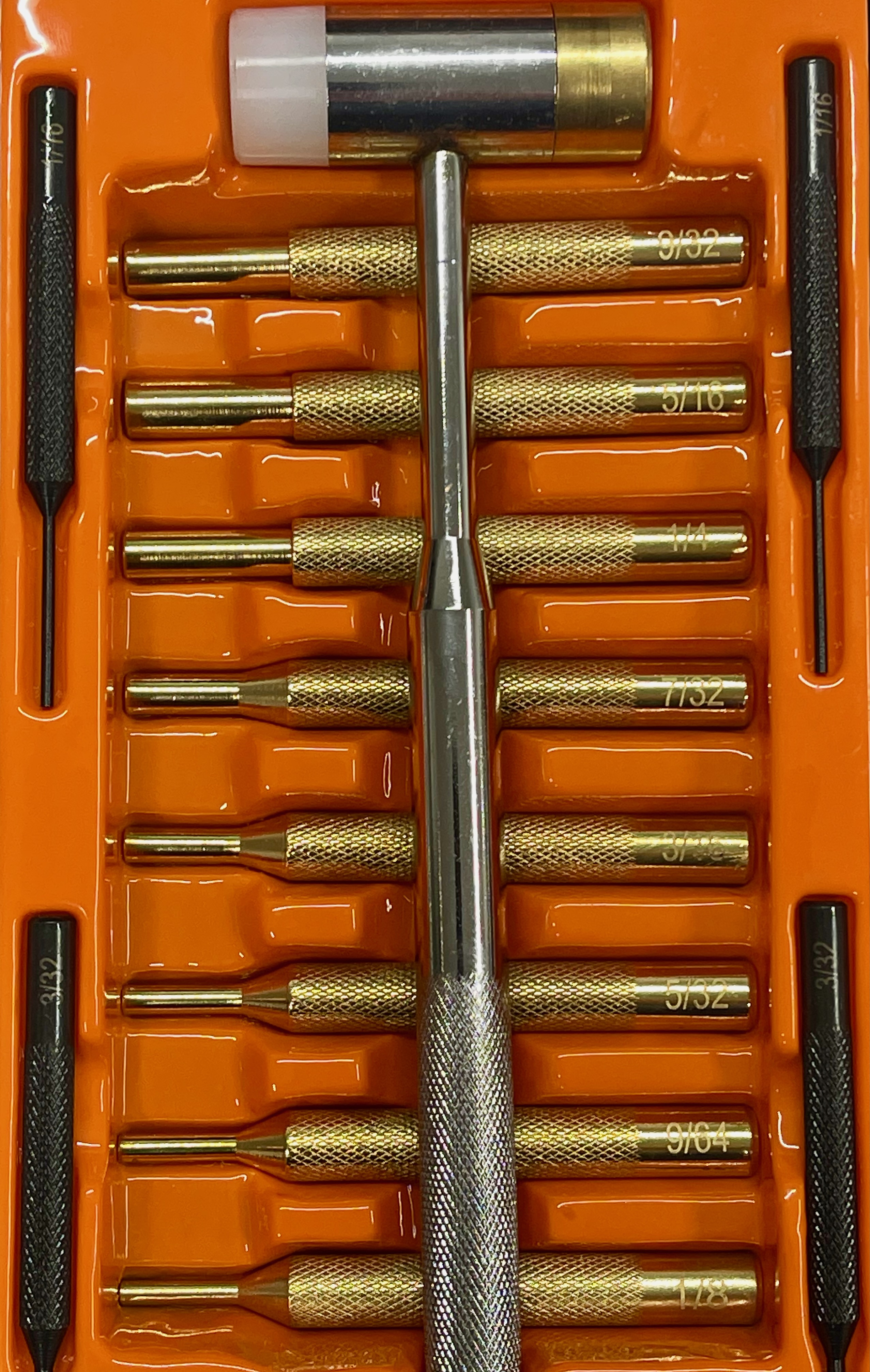 Puškařské kladívko a vybíjecí trny - sada