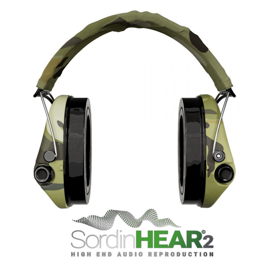 Střelecká sluchátka Sordin Supreme Pro - X FULL CAMO s LED+GEL