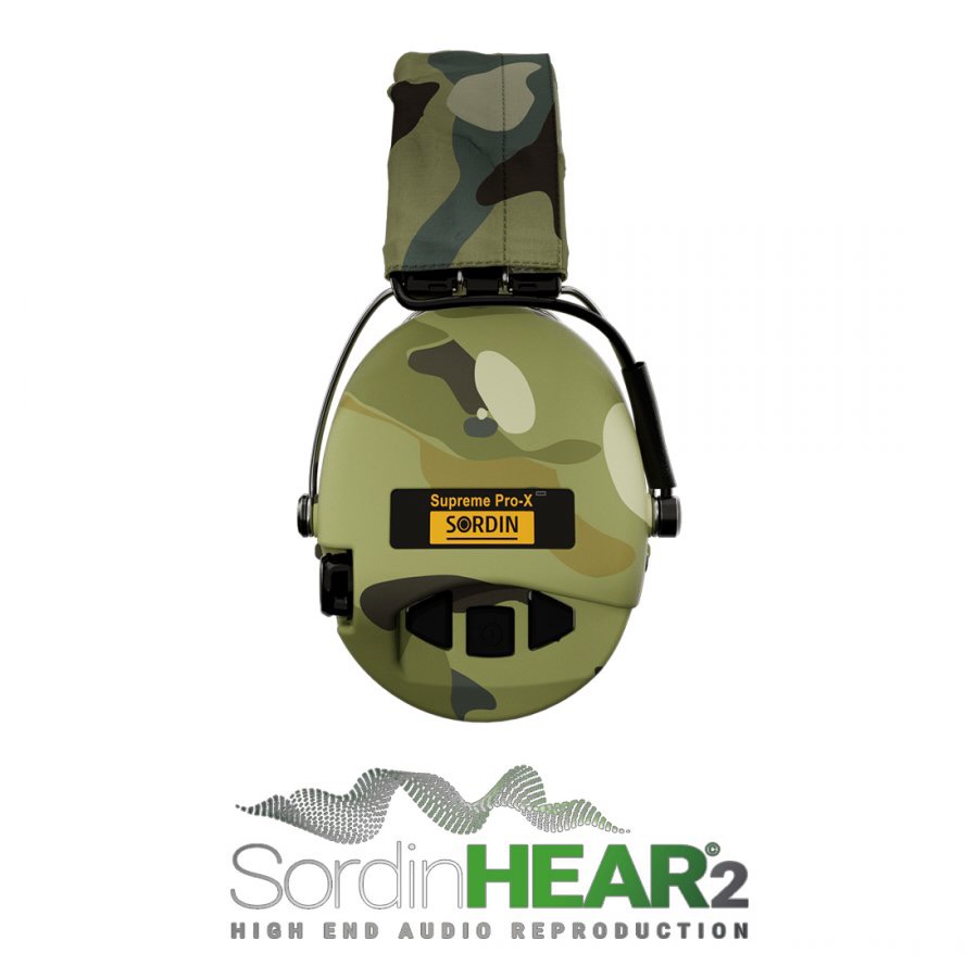 Střelecká sluchátka Sordin Supreme Pro - X FULL CAMO s LED+GEL