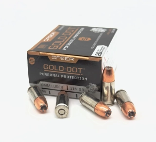 Náboj 9mm Luger 115gr JHP GoldDot Speer 