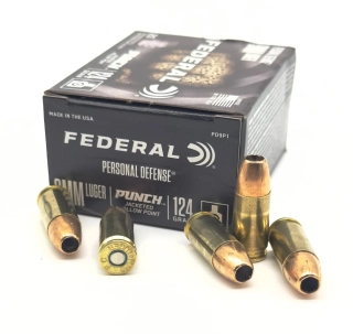 Náboj 9mm Luger 124gr JHP Federal PUNCH 