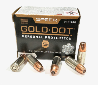 Náboj 9mm Luger+P 124gr JHP GoldDot Speer 