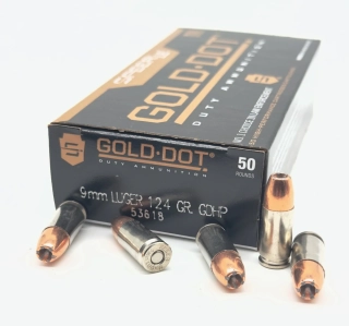 Náboj 9mm Luger 124gr Speer Gold Dot HP Lawman